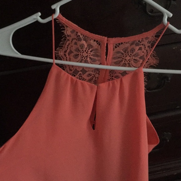 NWOT coral lace back tank with keyhole front - Picture 3 of 4